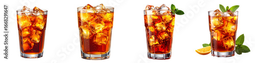 Refreshing Iced Tea Drinks in Glass with Mint and Lemon