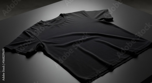 Black TShirt Mockup on Dark Surface Apparel Design Template for Branding and Promotion