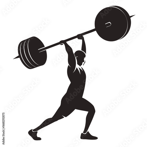 Weightlifter raising barbell silhouette