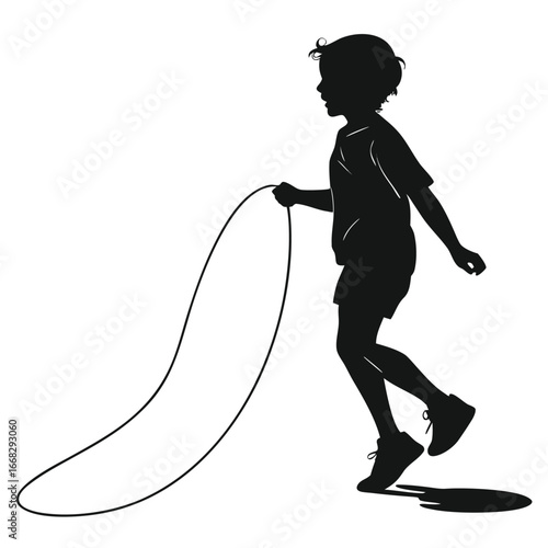 Child skipping rope silhouette