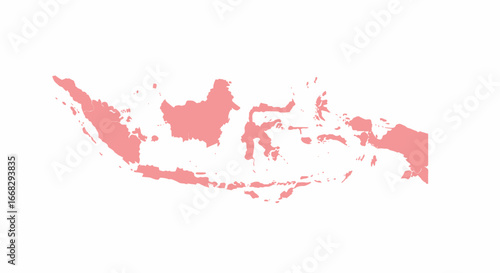 Indonesia map in vibrant coral, perfect for travel brochures and Southeast Asia infographics
