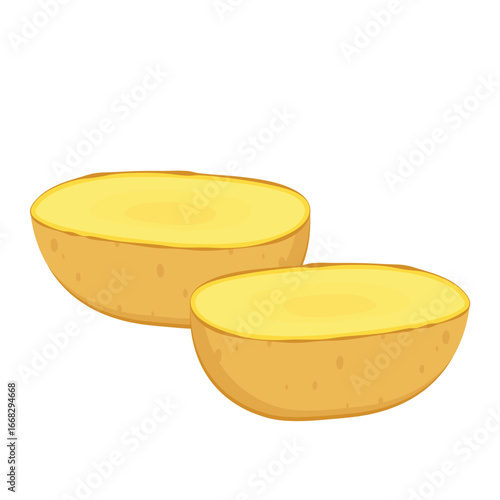 Baked potato with melted butter and herbs. Vector illustration cartoon flat icon isolated on white. Potato roasted.