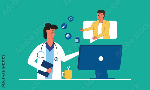 Online doctor consultation concept