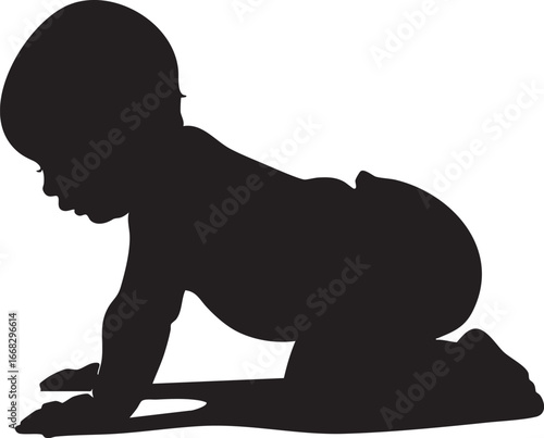 Crawling baby silhouette vector - infant crawling clip art, baby milestone illustration eps
