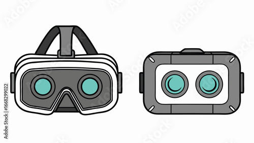 Virtual reality headset and its front view goggles