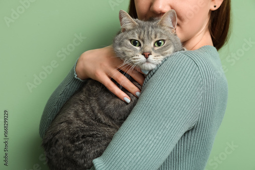 Young pretty woman hugging ...