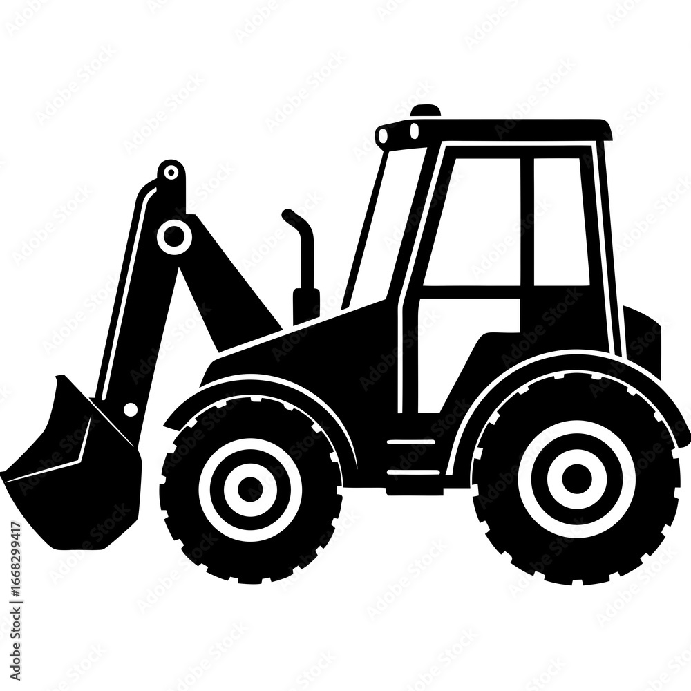 Naklejka premium Backhoe Loader Construction Vehicle Vector