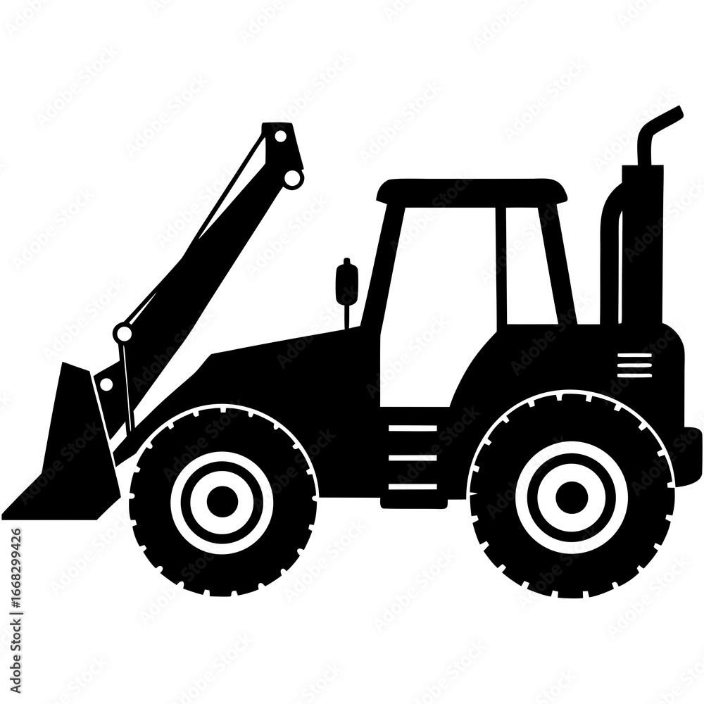 Fototapeta premium Backhoe Loader Construction Vehicle Vector