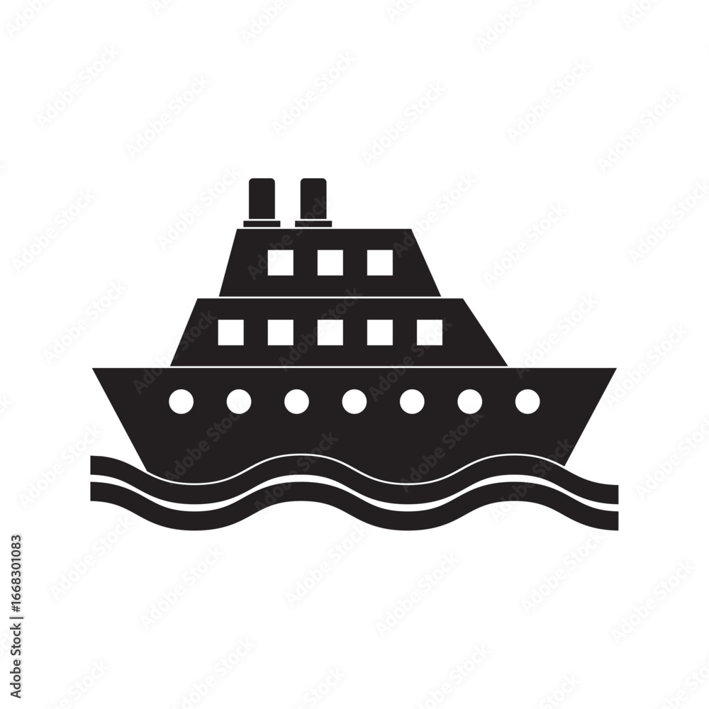 Obraz premium cruise ship flat icon vector