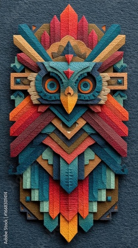 Geometric Owl Paper Sculpture: Colorful Abstract Art