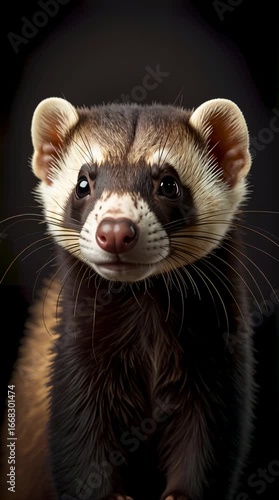 ferret on a black background