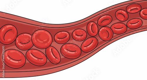 Red Blood Cells Flowing Through Vein Illustration Medical Diagram Science Healthcare Concept