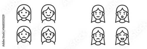 Emotions expressed through simple vector illustrations of faces
