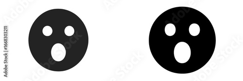 Vector illustration of surprised faces in black and white design