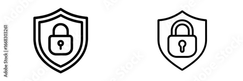 Two vector illustrations of padlock shields for security concepts
