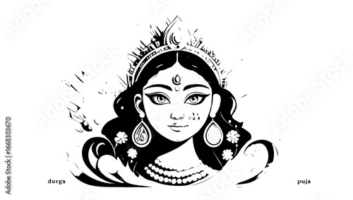 Hindu goddess durga face, , for durga puja festival