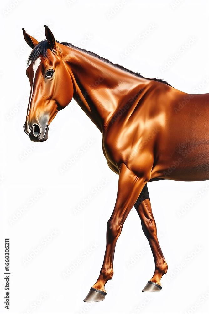 Fototapeta premium Glossy Brown Horse on White Background