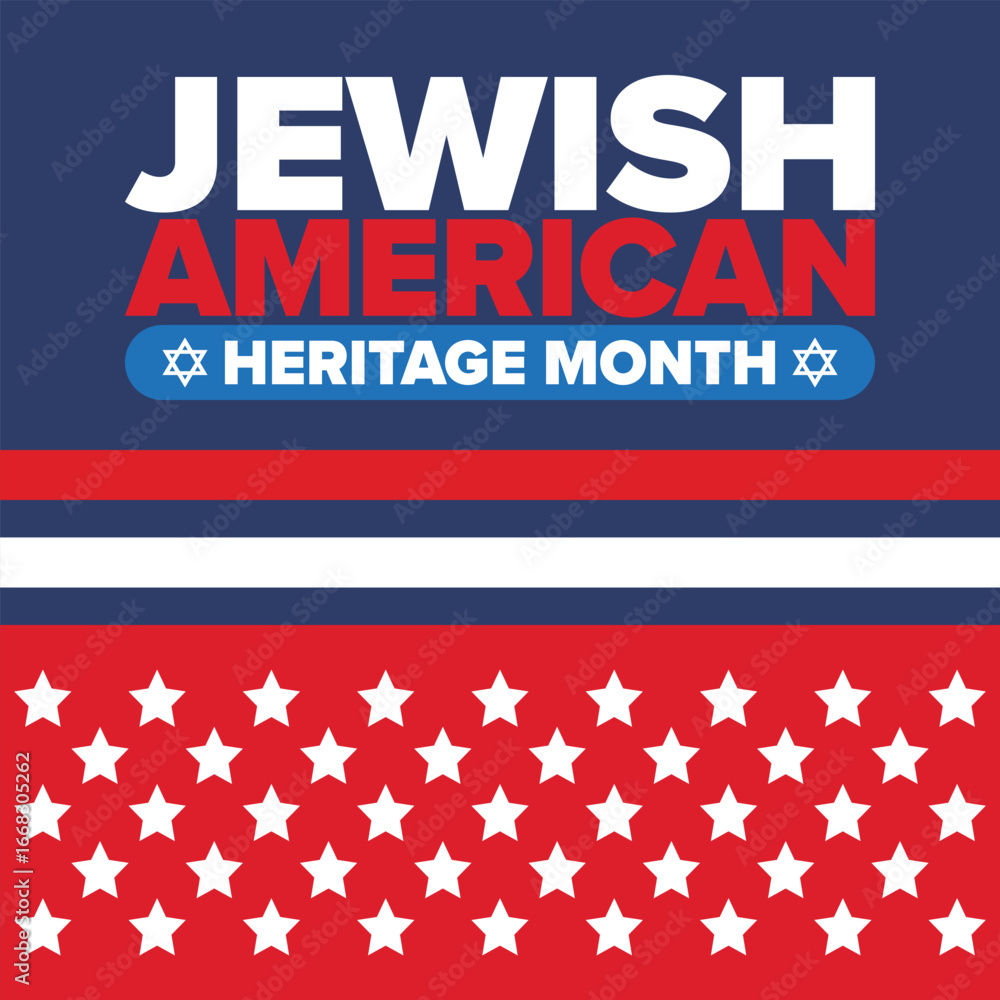 Fototapeta premium Jewish American Heritage Month. Celebrated annual in May. Jewish American contribution to the history United States. Star of David. Israel symbol. Poster, card, banner and background. Vector