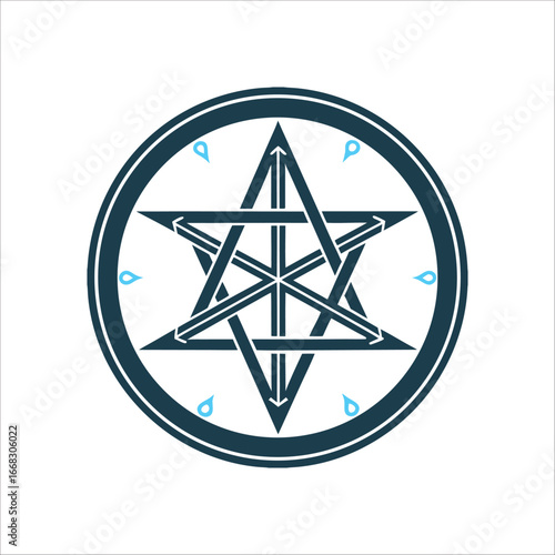 Schilderij op canvas Unicursal Hexagram Star Thelema Symbol Vector Thelema Magickal Witchcraft Aleist