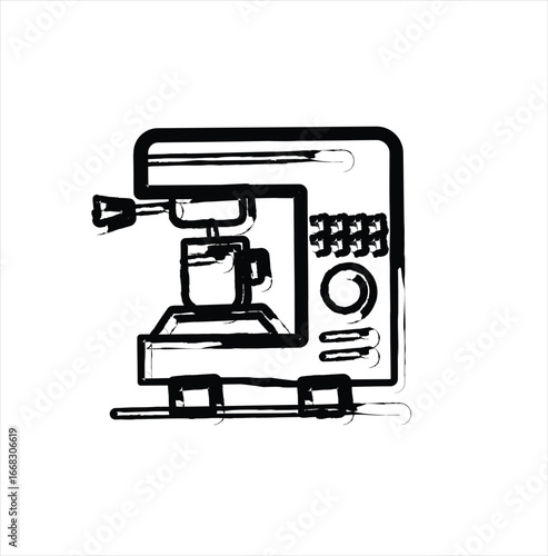 Coffee Machine Icon Brush Stroke Stock Illustration