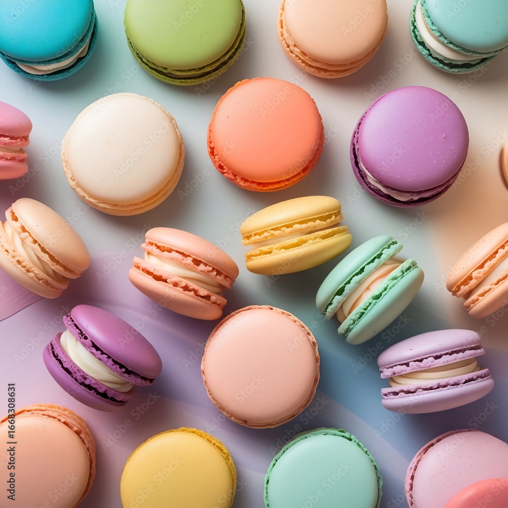 Obraz premium Macarons Dessert Flat Lay