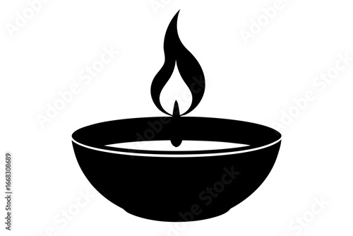 Tealight Candle Black and White Silhouette Vector
