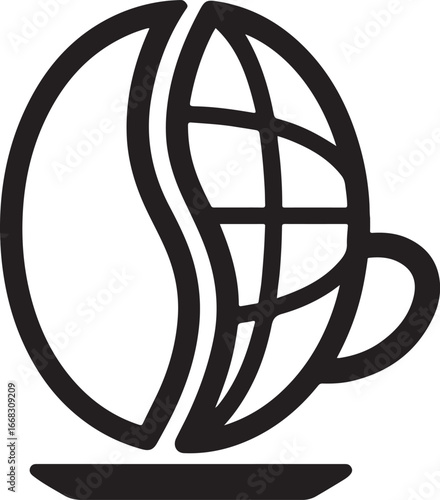 Global coffee bean and cup logo