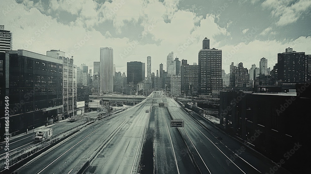 Naklejka premium empty highway through modern city