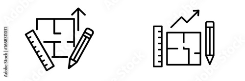 Vector illustration of architectural planning and drafting tools