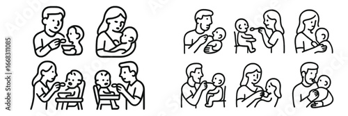 Family feeding time with infants in a warm and caring environment