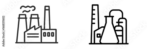 Vector illustration of industrial factories and chemical equipment