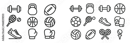 Collection of sports and fitness icons in vector style