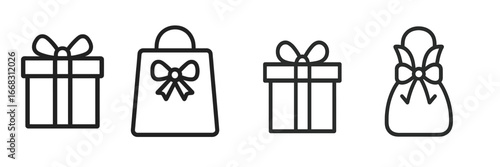 Vector illustration of gift boxes and shopping bags in simple design