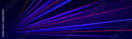 Vector composition of glowing lines speeding through a black background. The motion effect mimics acceleration and forward momentum. Designed for tech-inspired visuals.