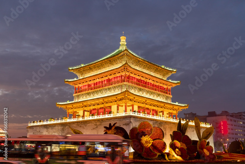 The Bell Tower ancient building in Xi 'an City, Shaanxi Province, China