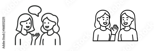 Vector illustration of two people talking and smiling together