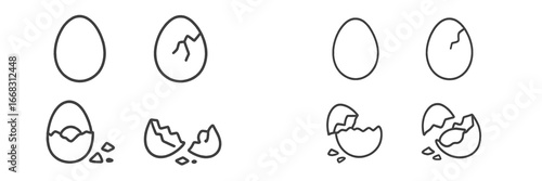 Illustrative sequence of hatching eggs in vector style art