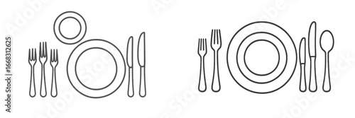 Vector illustration of table settings with silverware and plates