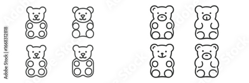 Cute bear-shaped jelly candies in playful arrangements