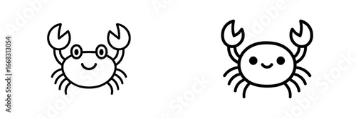 Cute cartoon crabs with different expressions in vector style
