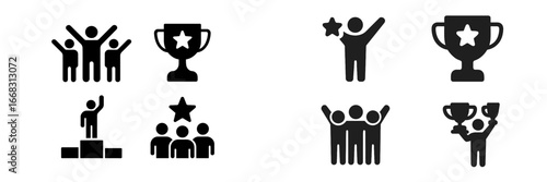 Celebrating achievements with trophy icons in vector illustration