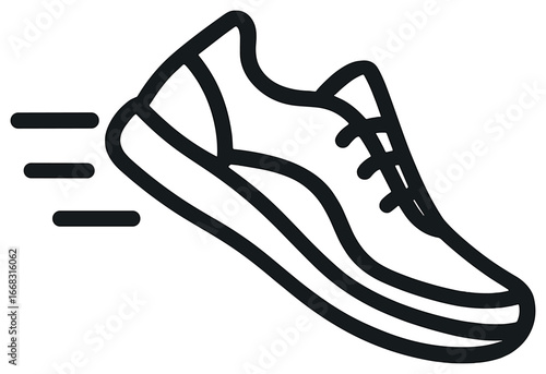 Dynamic running shoe icon | athletic, sports footwear vector design for fitness