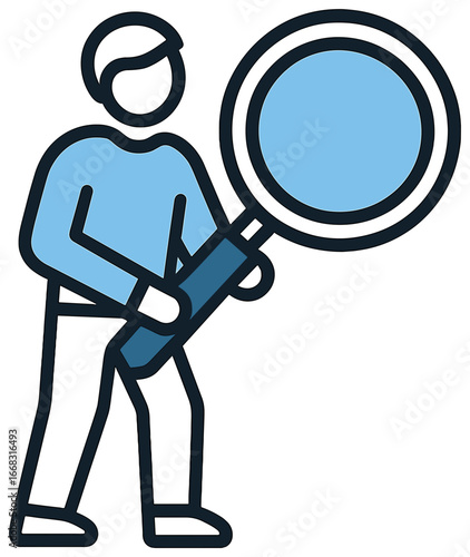 Investigation vector: simplified detective, search, and discovery icon for mystery concepts