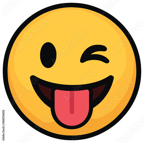 Playful winking emoji vector for fun and lively designs – cheerful expression icon
