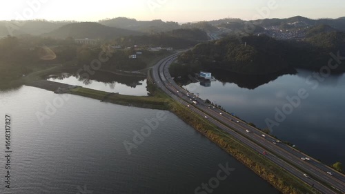 Wallpaper Mural Huge amazing Anchieta highway with beautiful orange sunset Torontodigital.ca