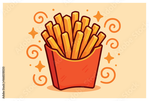 Crispy fries delight: tasty snack, french fries, appetizer, potato, simple composition vector