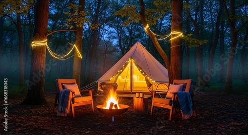 Magical Forest Glamping Cozy Campfire Night