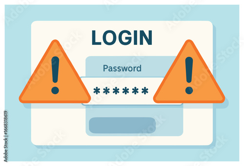 Secure login alert vector: enhance password security with eye-catching warning signs