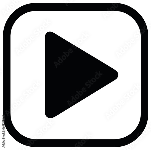 Minimalist play button icon vector | simple design for media interfaces and apps