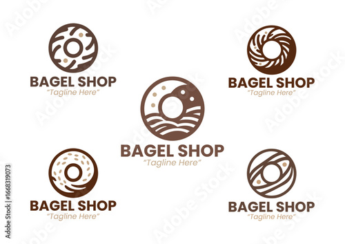 5 Bagel Shop Logo Set Modern Minimalist Food and Beverage Brand Design
